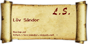 Löv Sándor névjegykártya